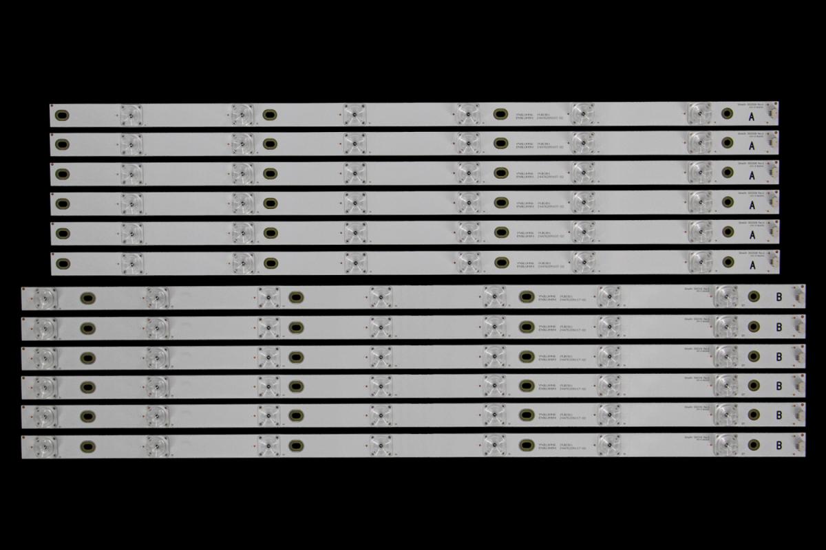Led backlight strip for tv  PHILIPS 55" set 12pcs ,  6+6 x A:Shineon 2D02509 Rev.G    B:Shineon 2D02510 Rev.G
